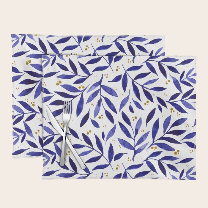 Pretty watercolor branches - blue and yellow Placemat Gallery Image 1