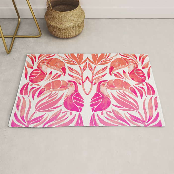 Tropical Toucans - Pink OmbrÃ© Palette Rug Gallery Image 1