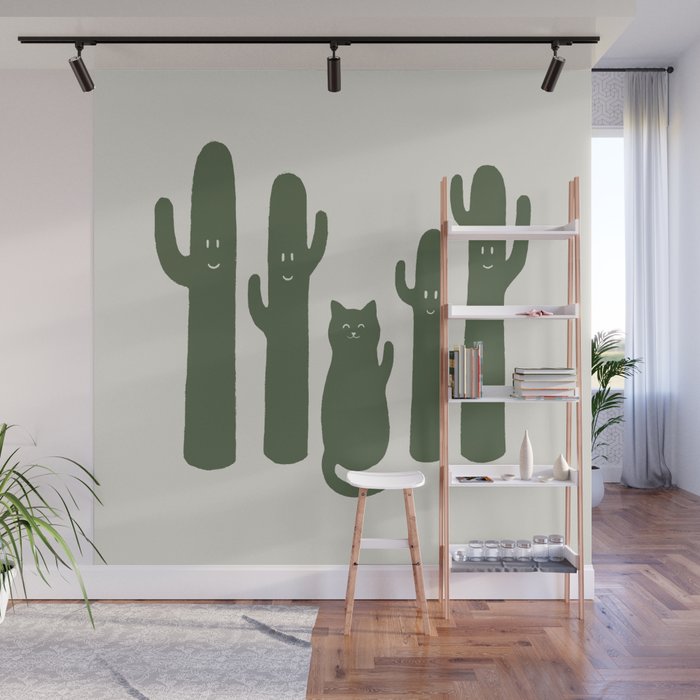 Hidden cat 55g green CATus Wall Mural Gallery Image 1