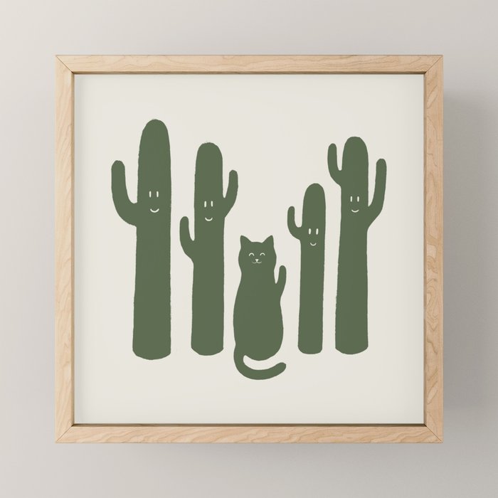 Hidden cat 55g green CATus Mini Art Print Gallery Image 1