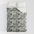 Christmas Baking, Christmas Cookies, Sugar Cookies, Gingerbread Man Duvet Cover Gallery Image 6