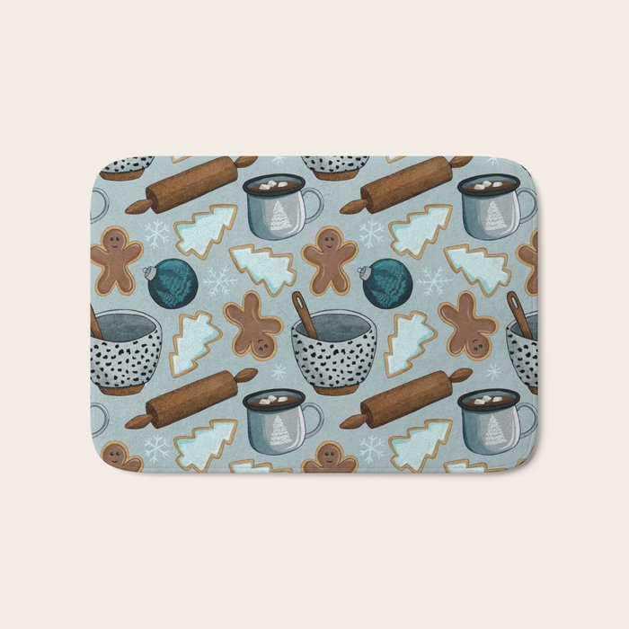 Christmas Baking, Christmas Cookies, Sugar Cookies, Gingerbread Man Bath Mat Gallery Image 1