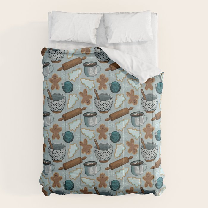 Christmas Baking, Christmas Cookies, Sugar Cookies, Gingerbread Man Comforter Gallery Image 6
