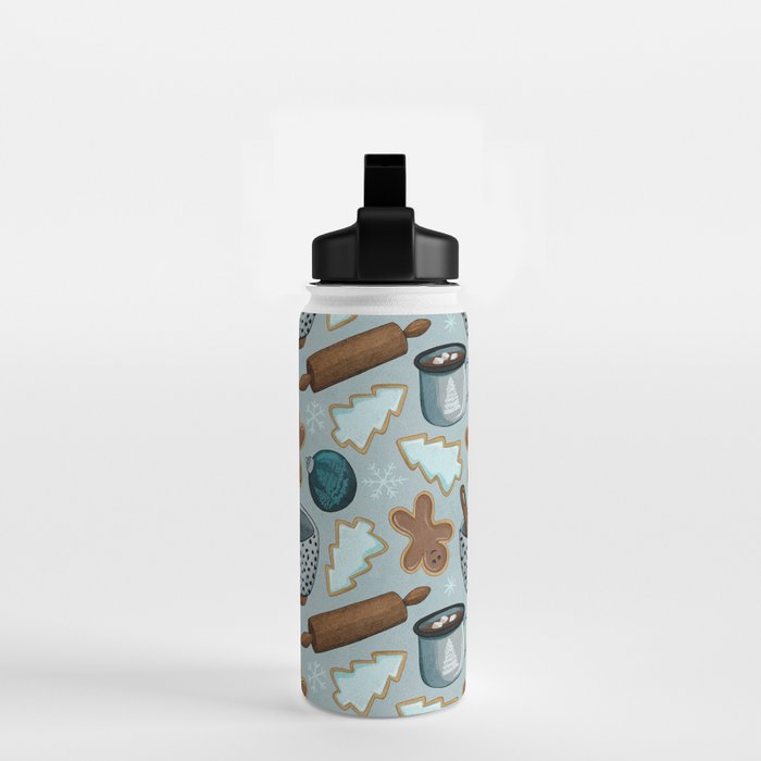 Christmas Baking, Christmas Cookies, Sugar Cookies, Gingerbread Man Water Bottle Gallery Image 2