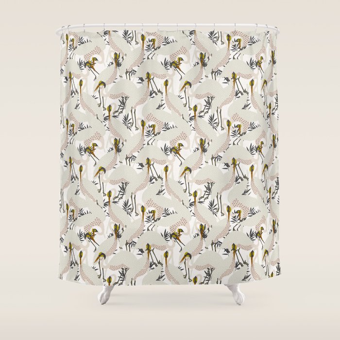 HERON WHITE Shower Curtain Gallery Image 1