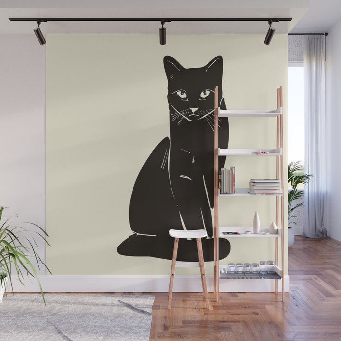 Minimalist Black Cat 2 Wall Mural Gallery Image 1