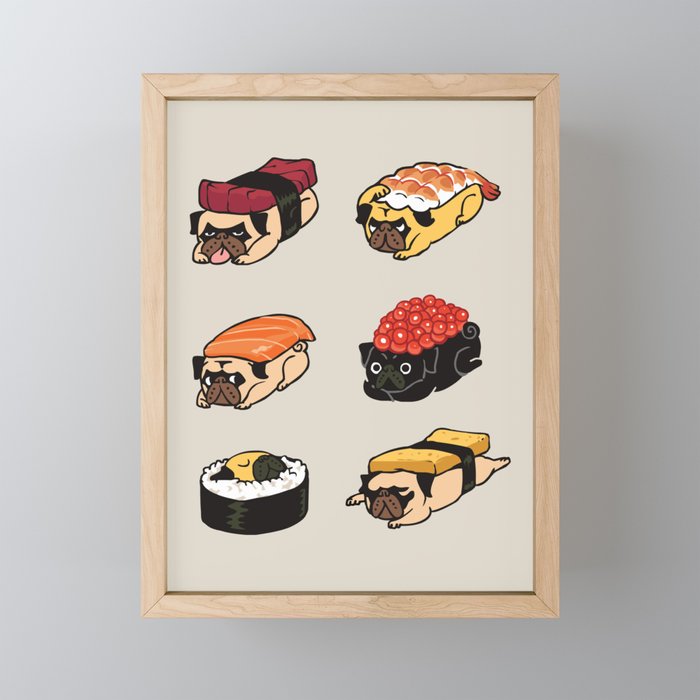 Sushi Pug Mini Art Print Gallery Image 1