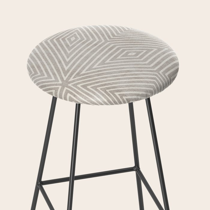 Minimalist Modern Beige Lines OpArt Stool Gallery Image 2