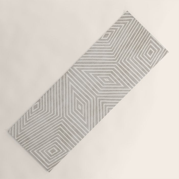 Minimalist Modern Beige Lines OpArt Yoga Mat Gallery Image 1