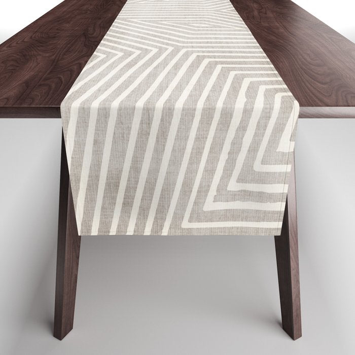 Minimalist Modern Beige Lines OpArt Table Runner Gallery Image 1