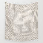 Minimalist Modern Beige Lines OpArt Wall Tapestry Gallery Image 4