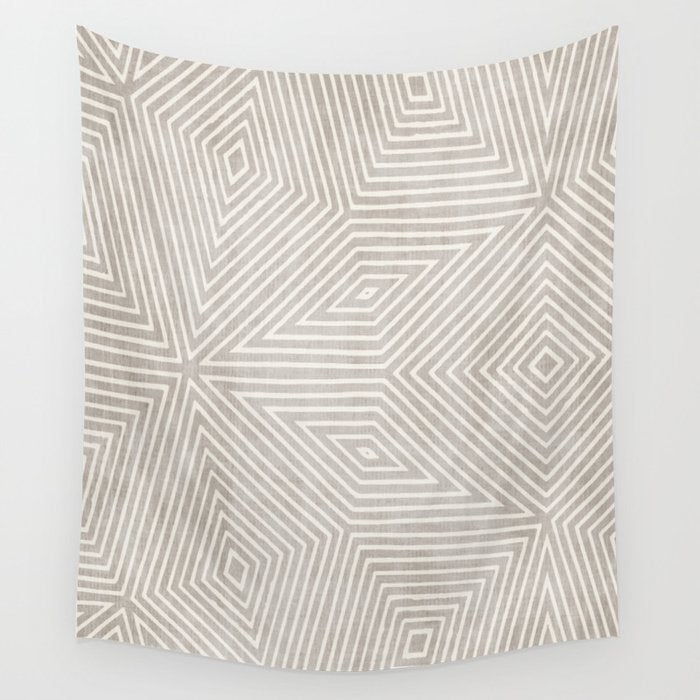 Minimalist Modern Beige Lines OpArt Wall Tapestry Gallery Image 4