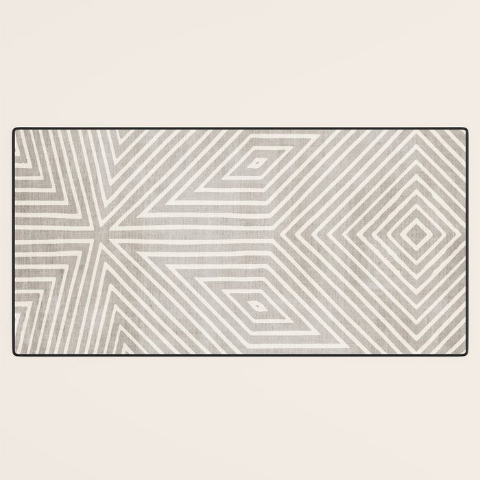 Minimalist Modern Beige Lines OpArt Desk Mat Gallery Image 3