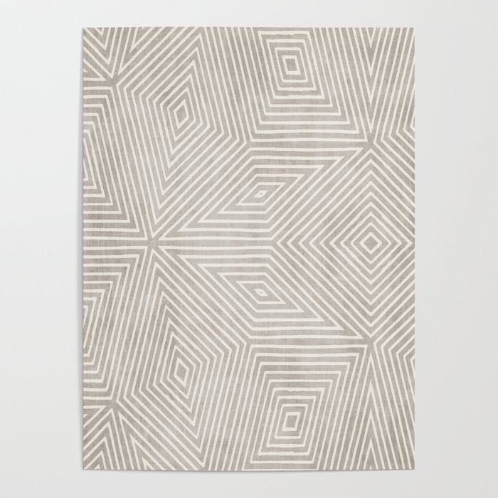 Minimalist Modern Beige Lines OpArt Poster Gallery Image 1