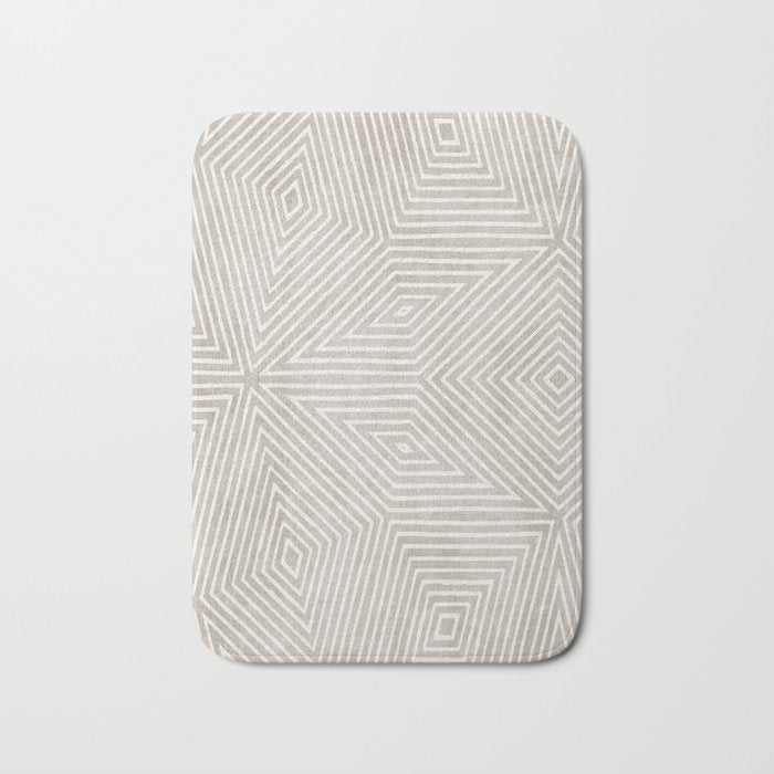 Minimalist Modern Beige Lines OpArt Bath Mat Gallery Image 1