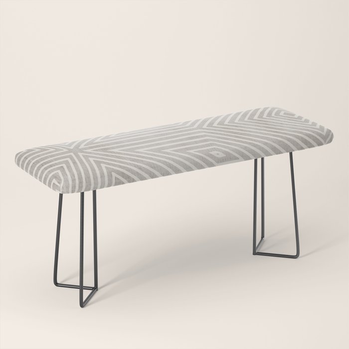 Minimalist Modern Beige Lines OpArt Bench Gallery Image 1