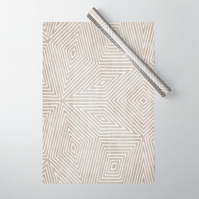 Minimalist Modern Beige Lines OpArt Wrapping Paper Gallery Image 1