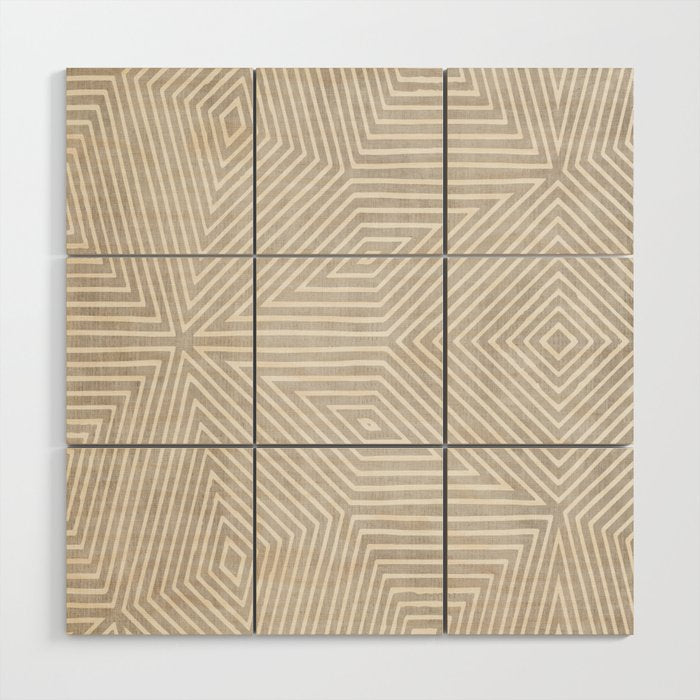 Minimalist Modern Beige Lines OpArt Wood Wall Art Gallery Image 1