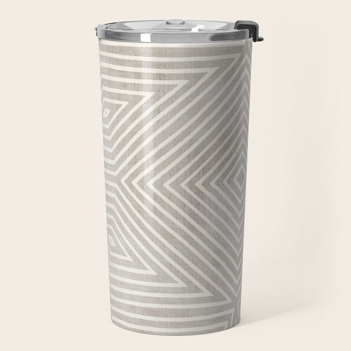 Minimalist Modern Beige Lines OpArt Travel Mug Gallery Image 2