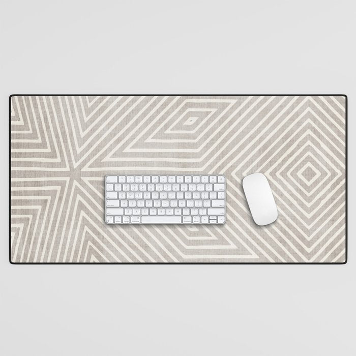 Minimalist Modern Beige Lines OpArt Desk Mat Gallery Image 1