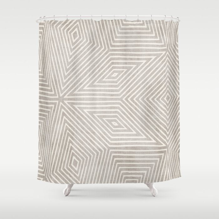Minimalist Modern Beige Lines OpArt Shower Curtain Gallery Image 1