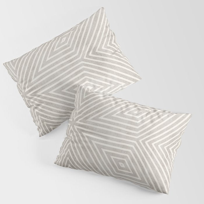 Minimalist Modern Beige Lines OpArt Pillow Sham Gallery Image 1