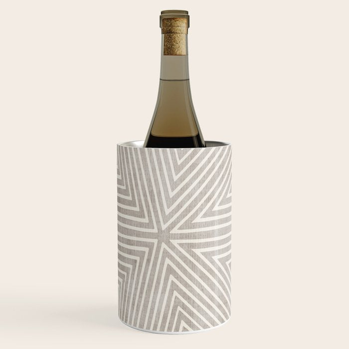 Minimalist Modern Beige Lines OpArt Wine Chiller Gallery Image 2