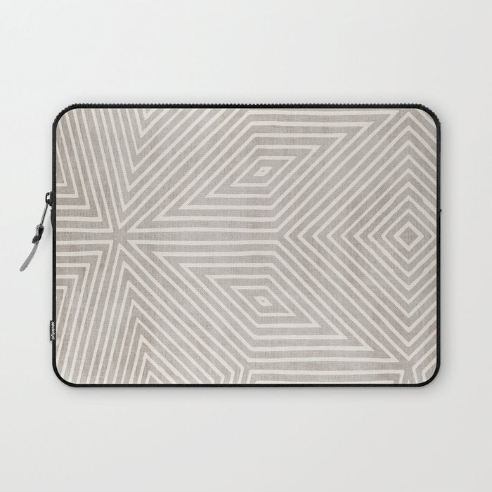 Minimalist Modern Beige Lines OpArt Laptop Sleeve Gallery Image 1