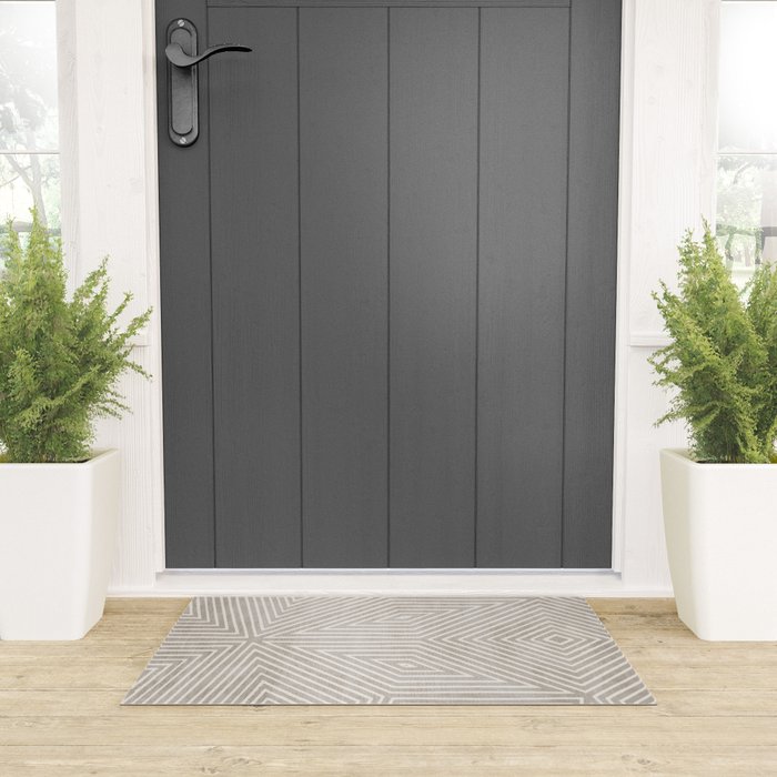 Minimalist Modern Beige Lines OpArt Welcome Mat Gallery Image 3