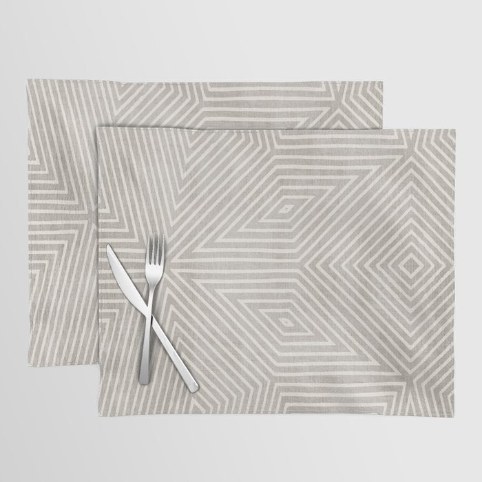Minimalist Modern Beige Lines OpArt Placemat Gallery Image 1