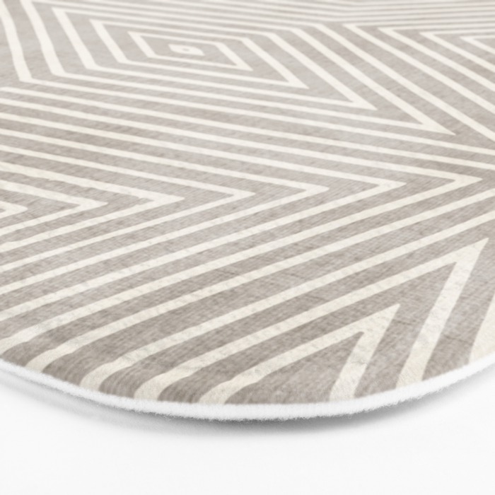 Minimalist Modern Beige Lines OpArt Bath Mat Gallery Image 3