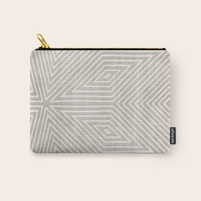 Minimalist Modern Beige Lines OpArt Carry All Pouch Gallery Image 1