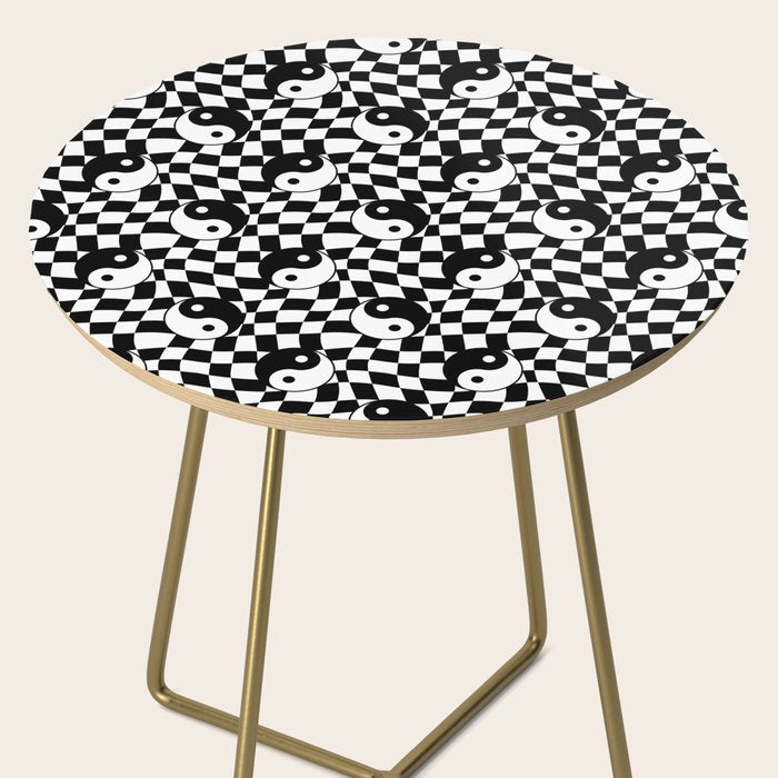 Black and white yin yang checkered pattern Side Table Gallery Image 2