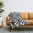 Black and white yin yang checkered pattern Throw Blanket Gallery Image 1