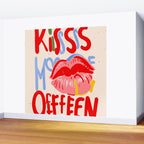 Kiss More Often, Typography Quote Saying Fun Words, Eclectic Bohemian Contemporary Passion Love, Make Out Illustration Painting  Wall Mural Gallery Image 2