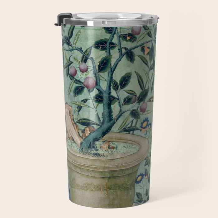 18th Century Antique Mint Chinoiserie Bird Garden Fresco 1740 Travel Mug Gallery Image 3