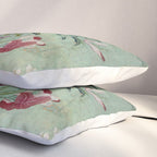 18th Century Antique Mint Chinoiserie Bird Garden Fresco 1740 Pillow Sham Gallery Image 3
