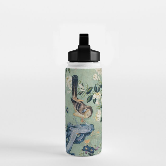 18th Century Antique Mint Chinoiserie Bird Garden Fresco 1740 Water Bottle Gallery Image 2