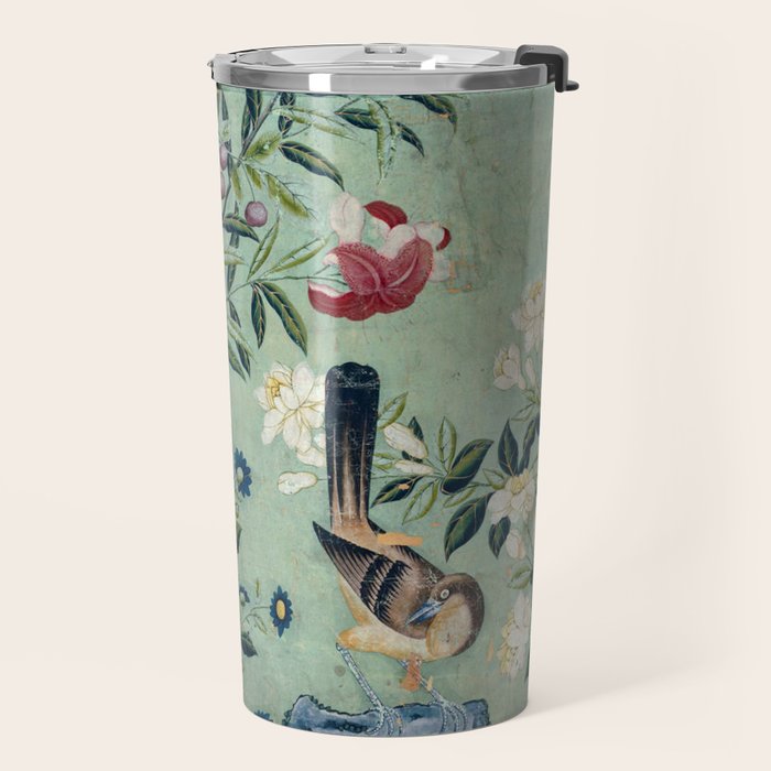 18th Century Antique Mint Chinoiserie Bird Garden Fresco 1740 Travel Mug Gallery Image 2