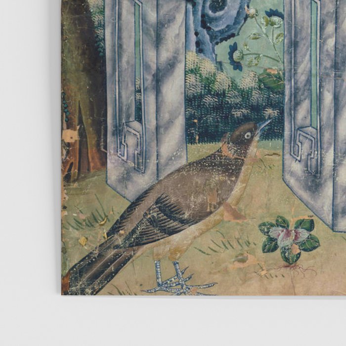 18th Century Antique Mint Chinoiserie Bird Garden Fresco 1740 Poster Gallery Image 3