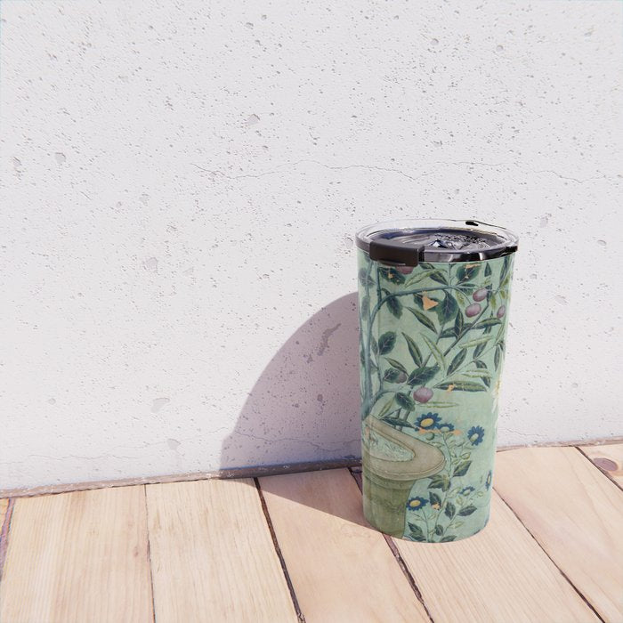 18th Century Antique Mint Chinoiserie Bird Garden Fresco 1740 Travel Mug Gallery Image 4
