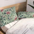 18th Century Antique Mint Chinoiserie Bird Garden Fresco 1740 Pillow Sham Gallery Image 2