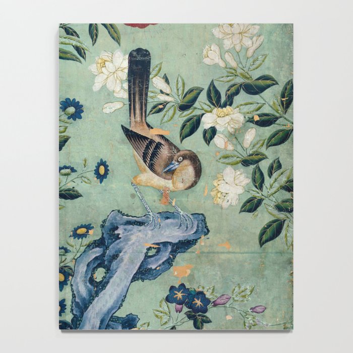 18th Century Antique Mint Chinoiserie Bird Garden Fresco 1740 Notebook Gallery Image 4