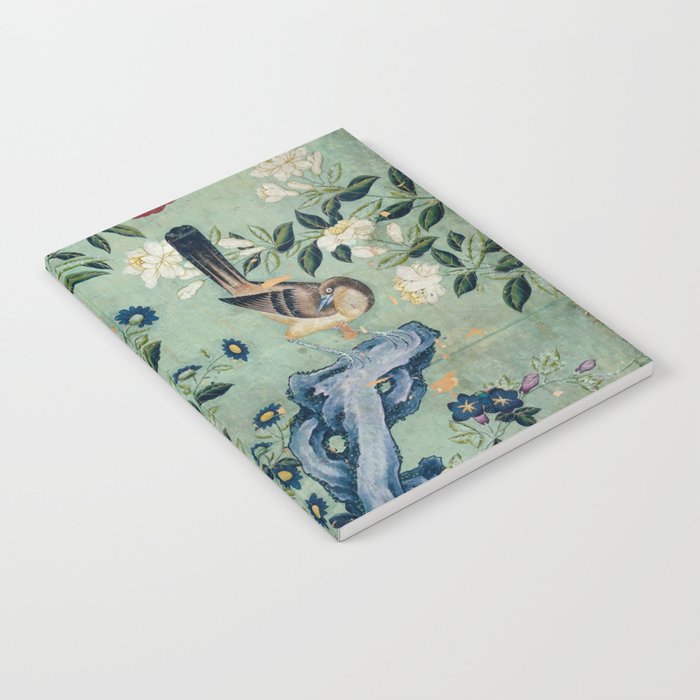 18th Century Antique Mint Chinoiserie Bird Garden Fresco 1740 Notebook Gallery Image 2