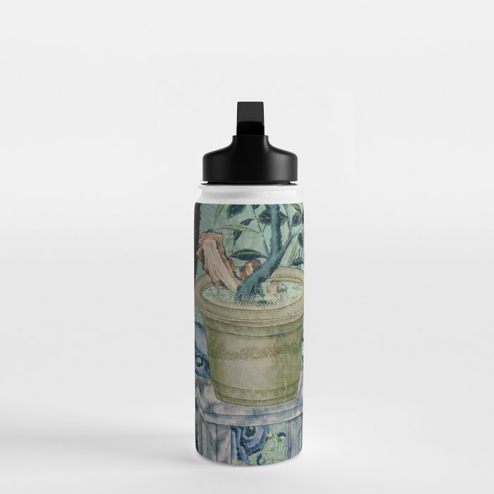 18th Century Antique Mint Chinoiserie Bird Garden Fresco 1740 Water Bottle Gallery Image 3