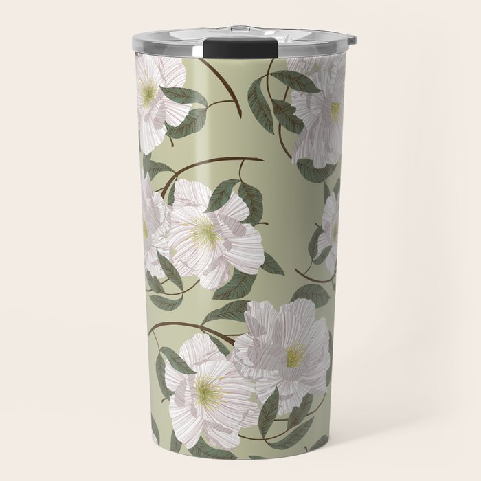 Peonies flowers II Travel Mug Gallery Image 1