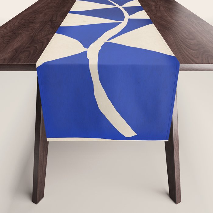 Abstract Minimal -Plant 3-2  Cobalt Blue Table Runner Gallery Image 1
