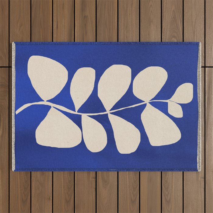Abstract Minimal -Plant 3-2  Cobalt Blue Outdoor Rug Gallery Image 1