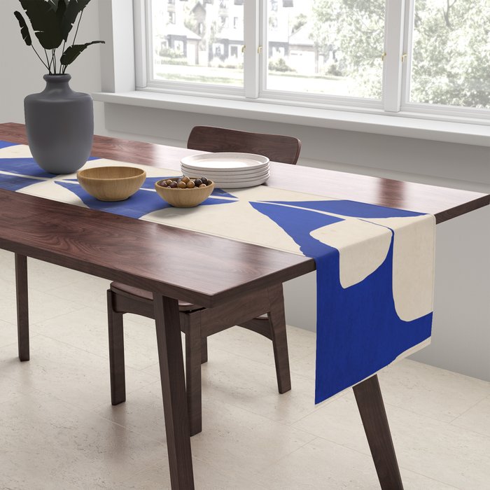 Abstract Minimal -Plant 3-2  Cobalt Blue Table Runner Gallery Image 2