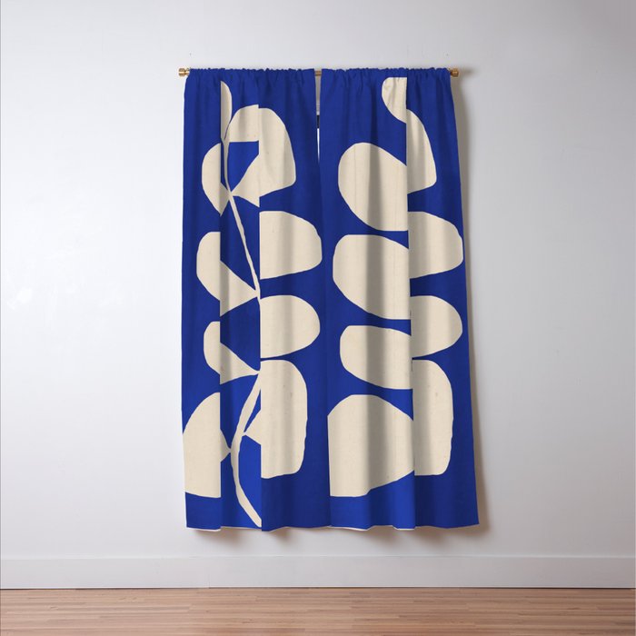 Abstract Minimal -Plant 3-2  Cobalt Blue Window Curtain Gallery Image 3